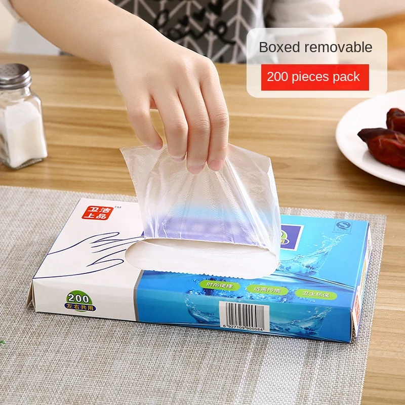 

200Pcs/100Pcs Plastic Large Disposable Polyethylene Clear Gloves Food Dealing Cooking Cleaning Kitchen Restaurant BBQ
