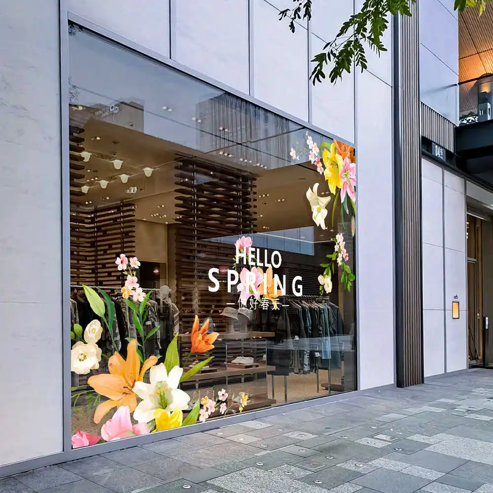 QiAds на заказ весенние наклейки с лилиями цветы и растения магазин одежды