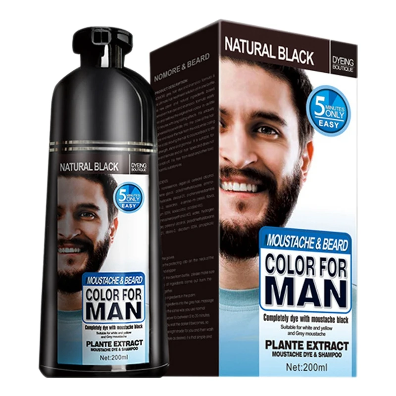 

Permanent Beard Dye Shampoo for Men Beard Dying Removal White Grey Beard Hair Men Beard Shampoo 200ML