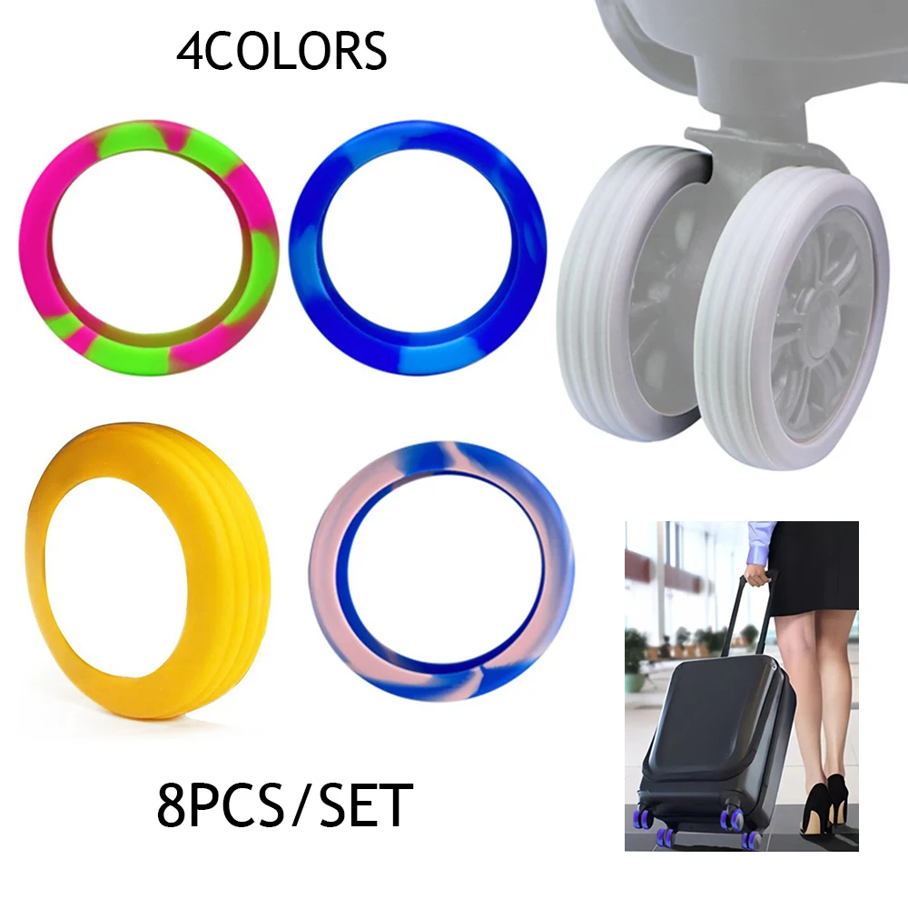 

8PCS Silicone Luggage Wheels Protector Cover Wheels Caster Travel Luggage Suitcase Reduce Noise Wheels Guard Cover Accessories