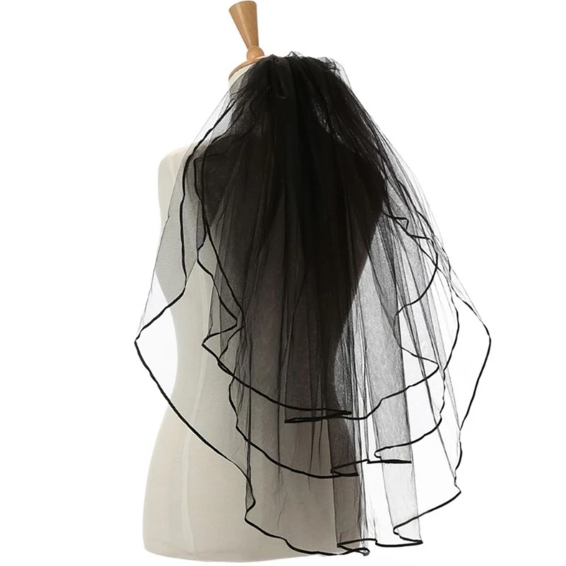 Фата свадебная трехслойная с гребнем и лентами Тюлевая прозрачная для невесты