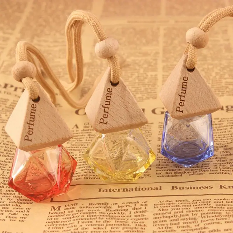 

Car Pendant Car Bottle Aromatherapy Pyramid Cover Diamond Polygon Bottle Color Spray Air Freshener Air Freshener