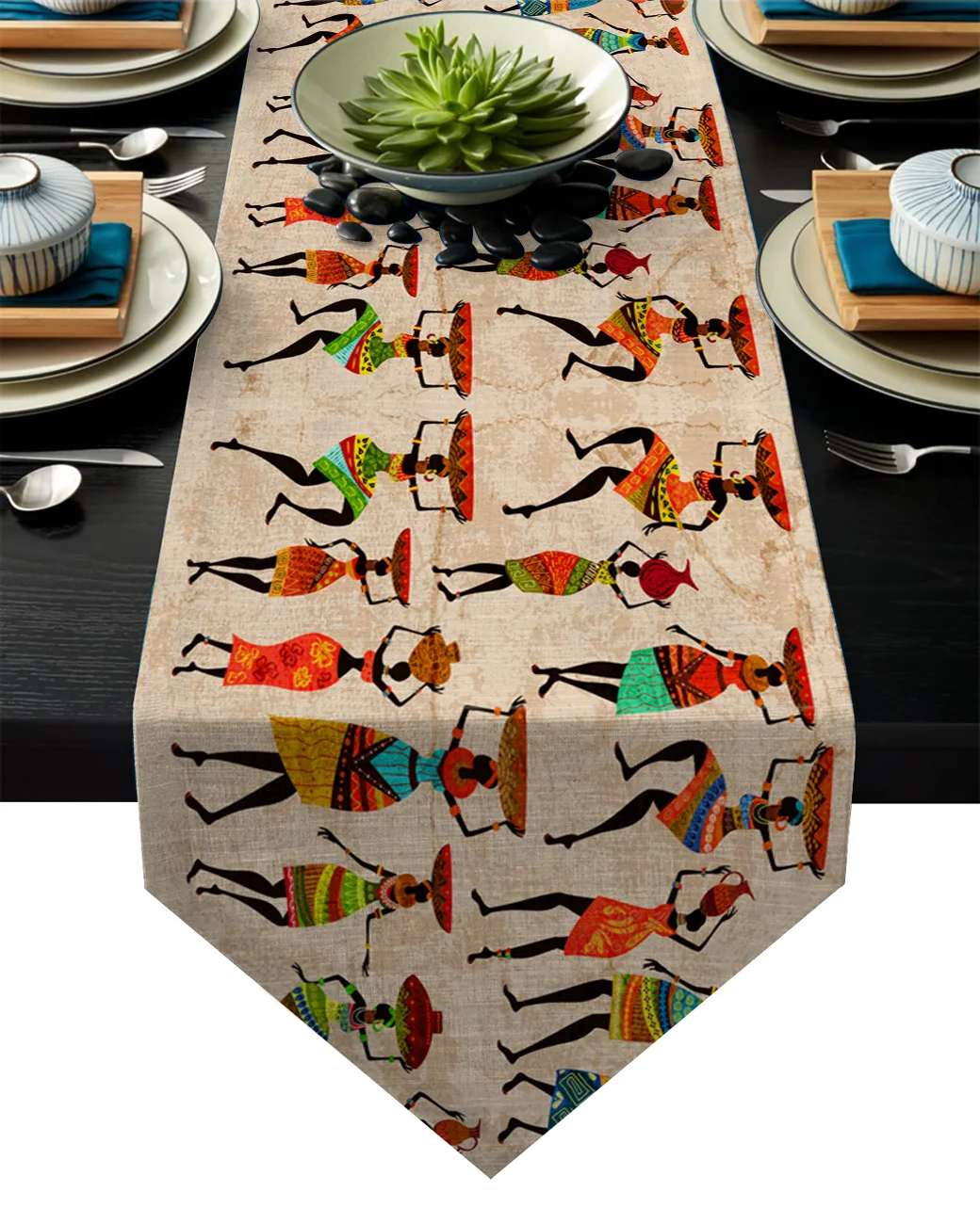 Ethnic African Women Table Runner Kitchen Decor Table Flag Tablecloth Placemat Hotel Home Festival Decoration Table Runners