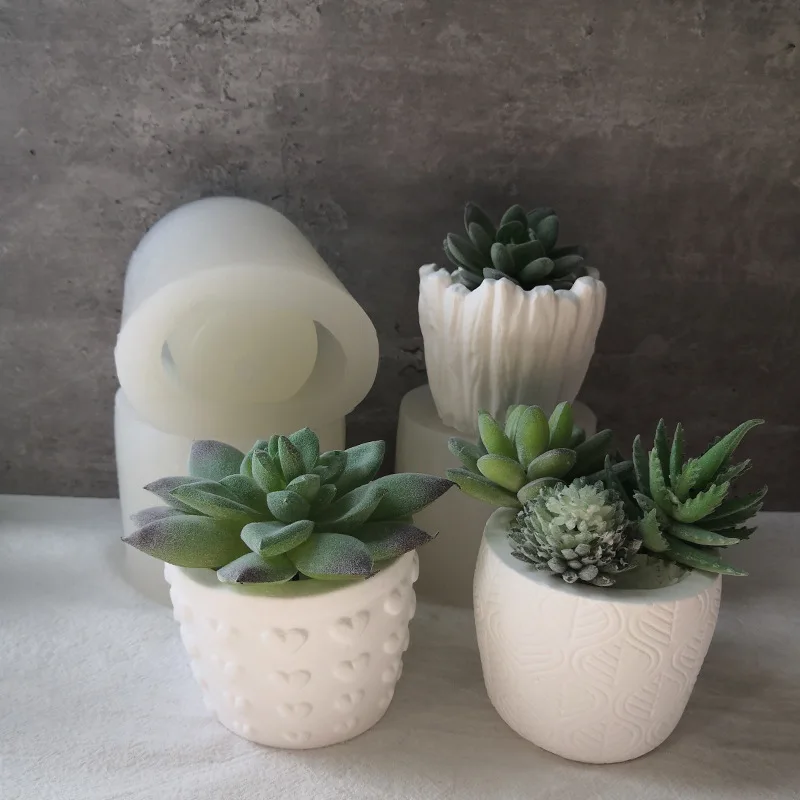 

Plaster Cement Flower Pot Silicone Mold Homemade Ornaments DIY Vase Home Decor Gypsum Flowerpot Making Mould
