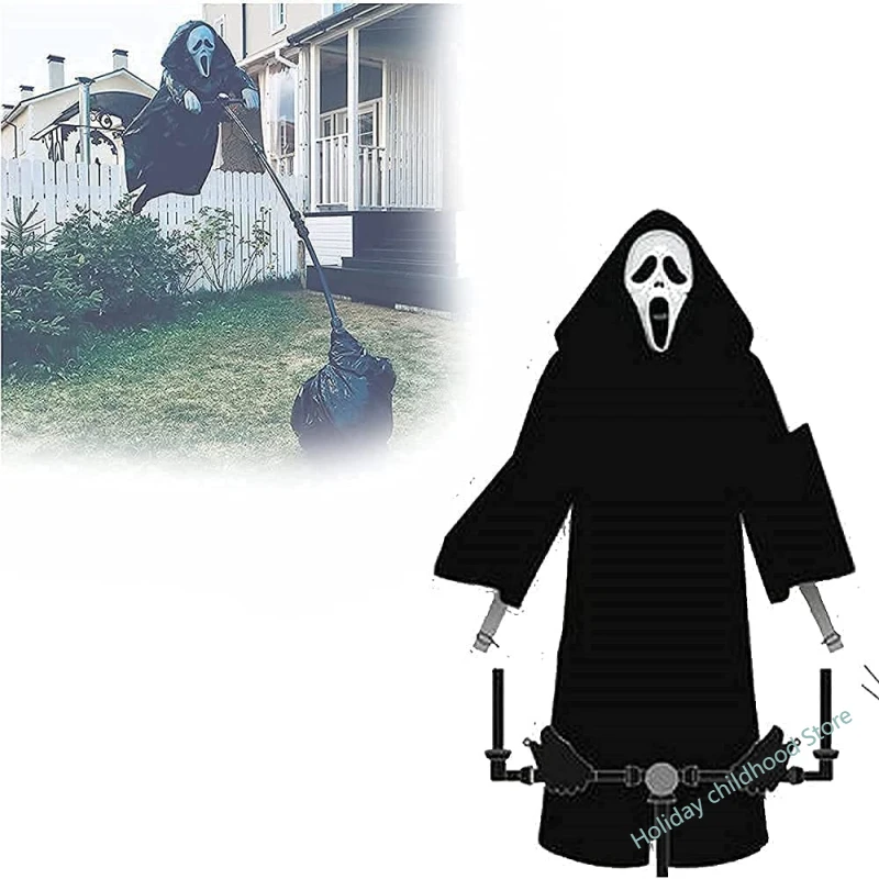 Garden Ghostface Scream Scarecrow Yard Hanging Scary Halloween Ghostface Scarecrow Repeller Bird Insect Repellent Scarecaper