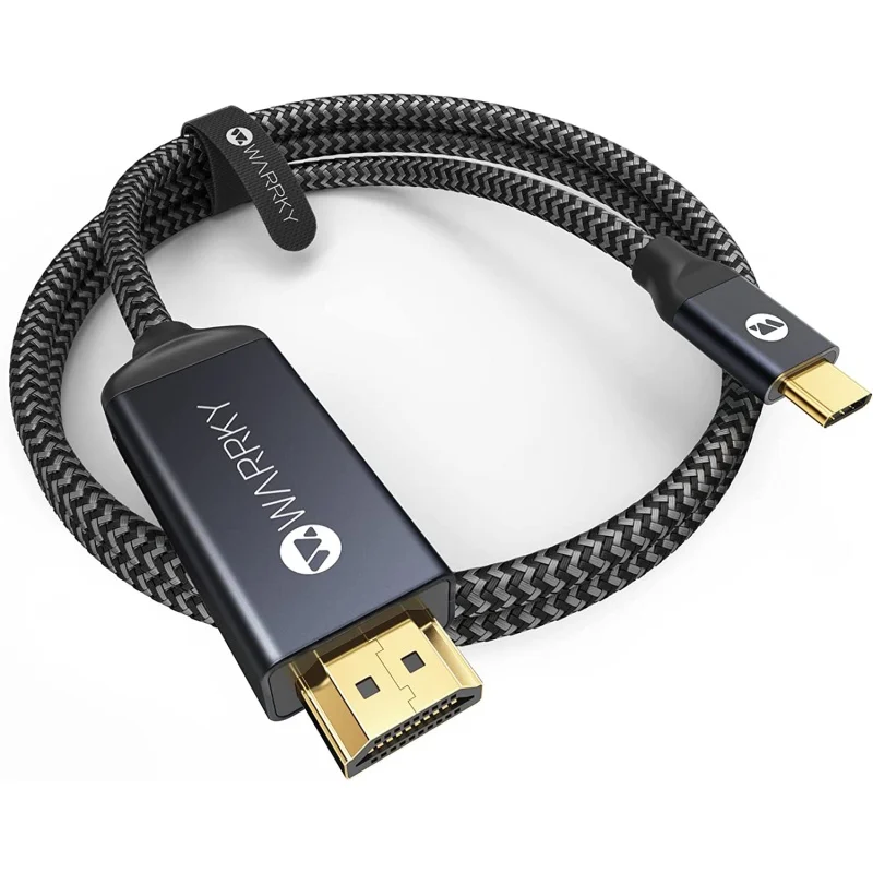

Warrky USB C to HDMI Cable 6ft, 4K@60Hz HDR [Aluminum Shell, Gold-Plated Plug] Braided Type C to HDMI 2.0 Cord, Thunderbolt 3/4