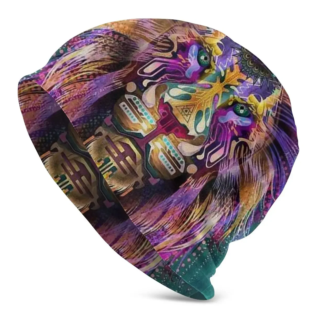 Осенние женские теплые облегающие шапки Trippy Feral Digital Art двойная стандартная шапка