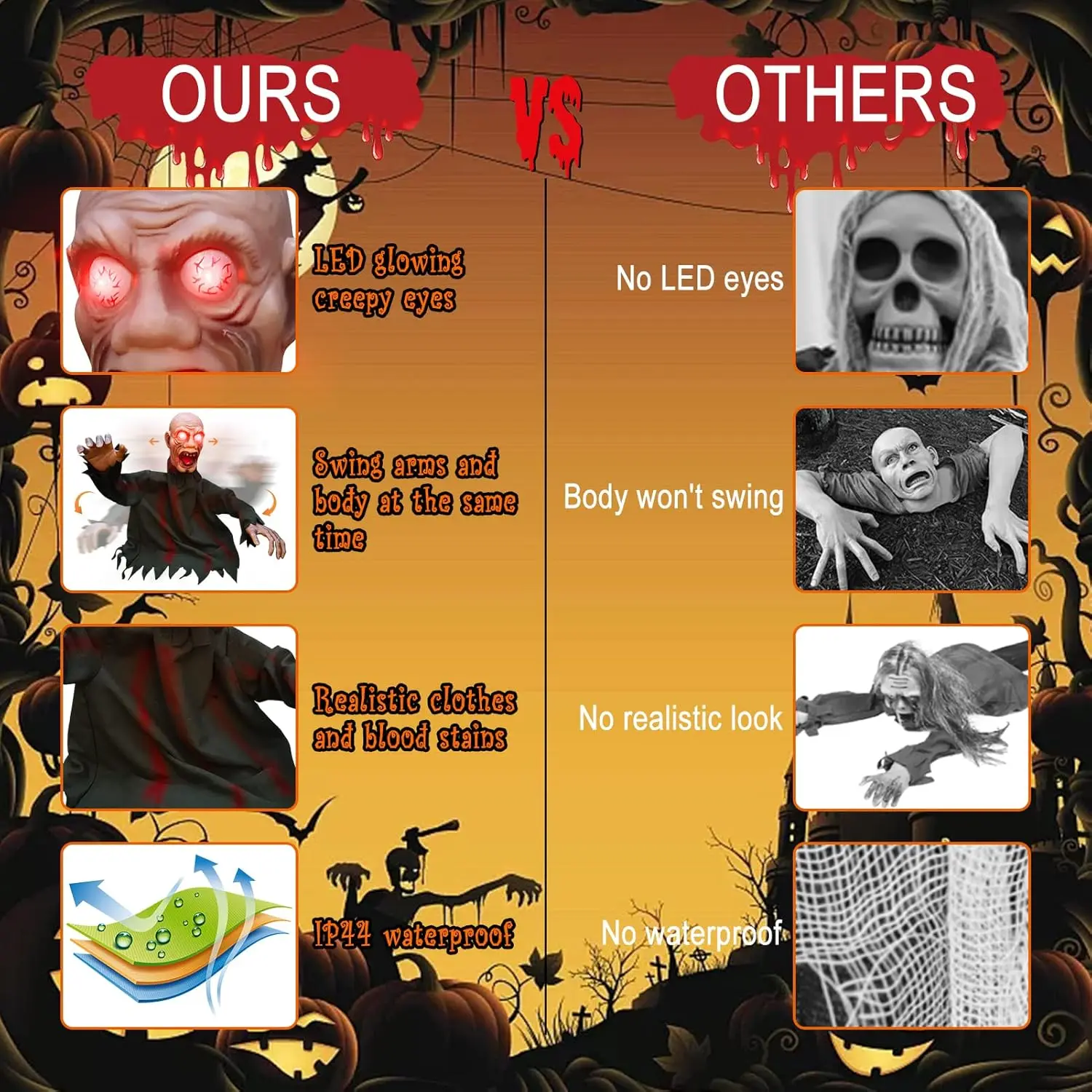 Подвесные Качели-призраки На Хэллоуин Набор Страшных Реквизитов С Голосовым