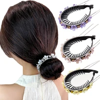 women elegant flowers rhinestone tassel ponytail hair claws headband hair clip barrettes hairpin forwot fashion hair accessories