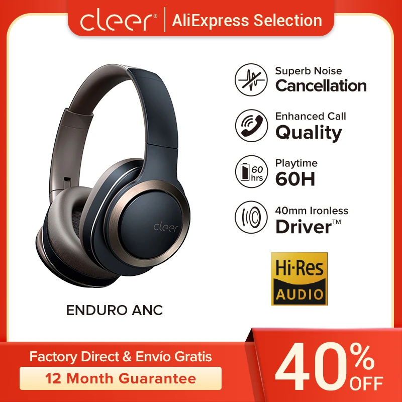 

Cleer Audio Enduro ANC Noise Canceling Headphone 60 Hour Battery Support Aptx-HD AAC CVC8.0 Bluetooth 5.1 Headset