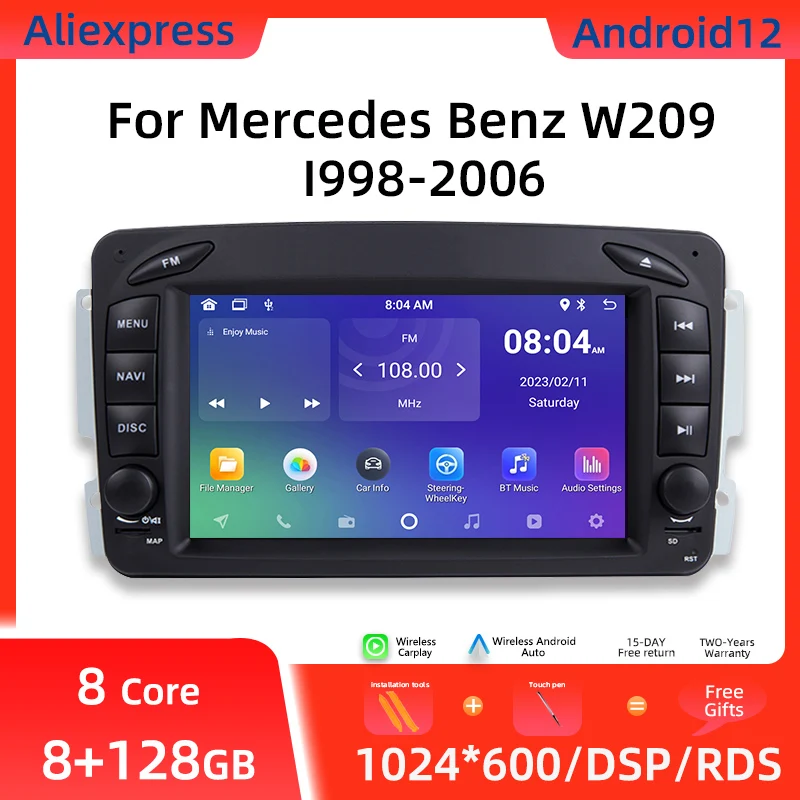 Мультимедийный Плеер Carplay 2 Din Android 12 Для Mercedes Benz W203 Vito W639 W168 Vaneoclk W209 W210 — Gps-стерео С
