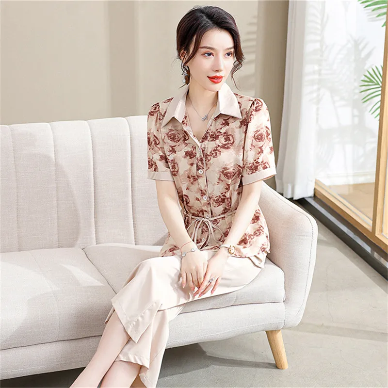 Модный комплект для молодых мам новинка летняя одежда женщин среднего и пожилого