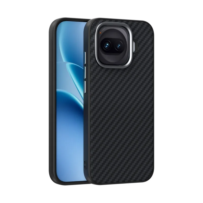 Фото Чехол для Vivo IQOO Z11 Turbo с текстурой из углеродного волокна, встроенный магнитный кожаный чехол для IQOO Z 11 Turbo, противоударный бампер Funda №1