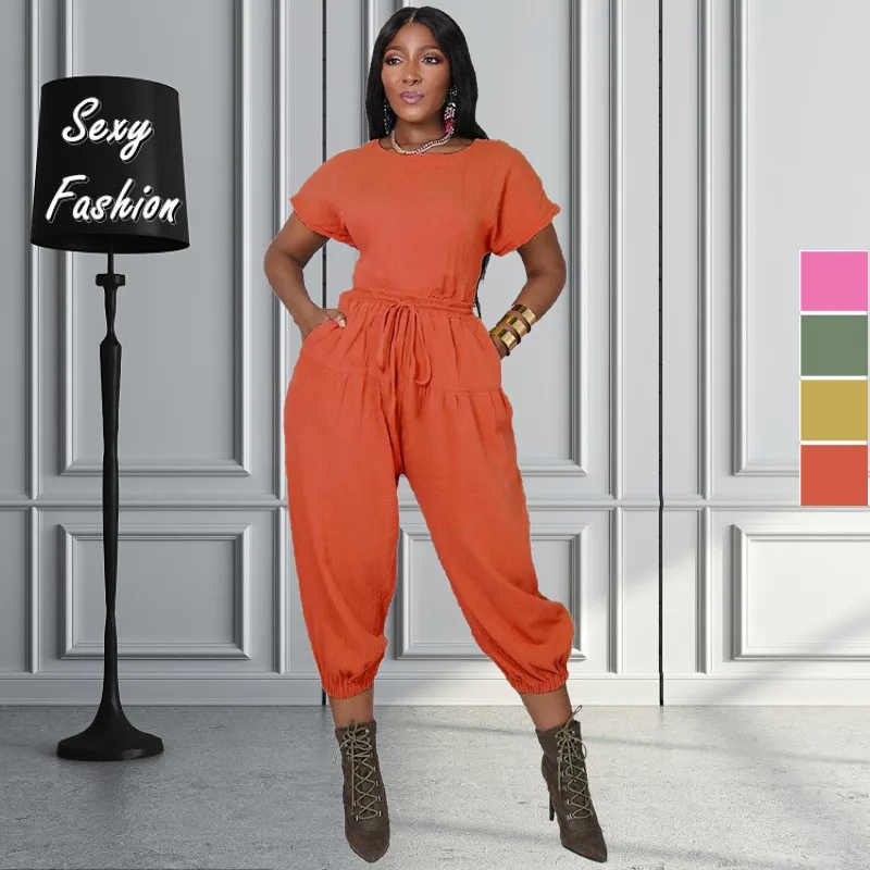 

Женский брючный костюм, однотонный костюм из двух предметов с коротким рукавом и открытой спиной, лето 2022