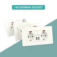 16a power socket eu standard double wall power socket for home with usb charging ports led indicator with switch white pc panel