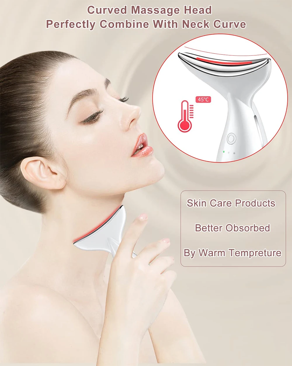 3 цвета светодиодный Фотон терапия Уход за кожей Шеи анти уменьшение морщин