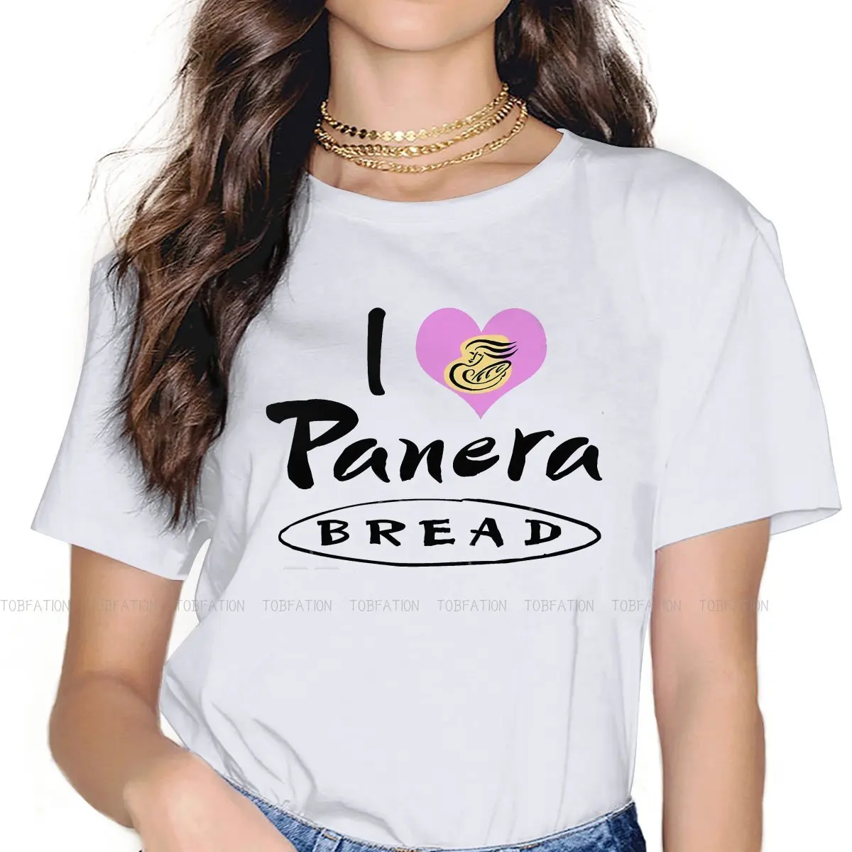 

Футболки I Love Panera 5XL, топы в стиле хлеба для девушек, футболка большого размера с круглым вырезом