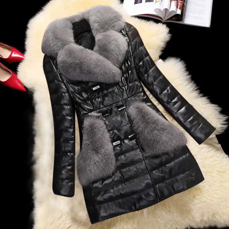 Winter Women's Coat Faux Leather Jacket Down Cotton Leather Jacket Demi-season Jacket for Women Warmth New Korean Fashion