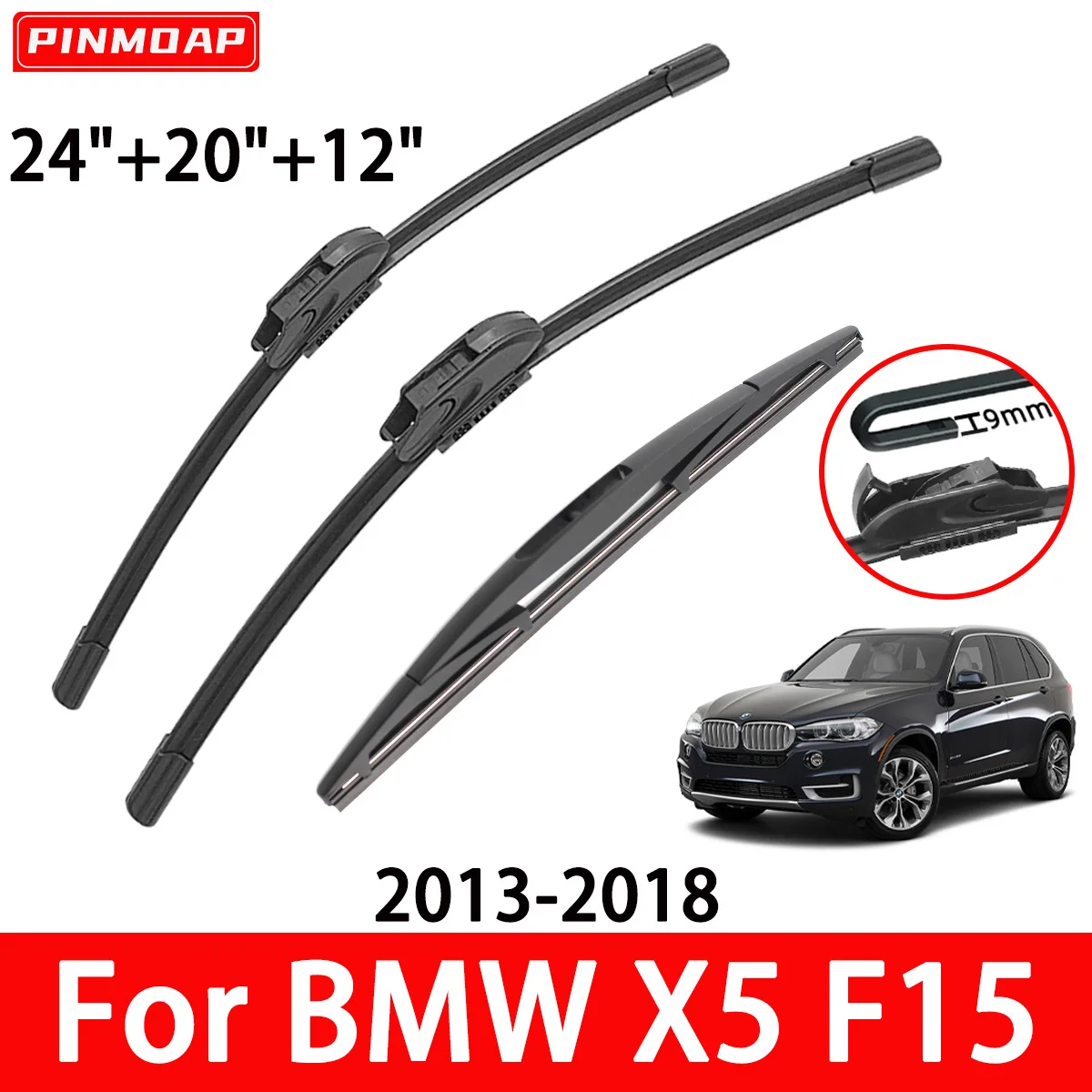 

Комплект Дворников Для BMW X5 F15 2013-2018: Передние И Задние Щетки Для Очистки Стекол, Резиновые Аксессуары 24'', 20'', 12''