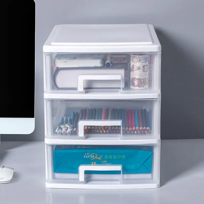 

Office Desktop Storage Box Drawer-type Multi-layer Folder Stationery Rack Dormitory Sundries Transparent Storage Box