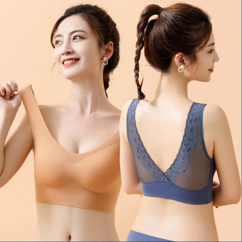 

Bras for Women Sexy Seamless Bra Wireless Brassieres Lace Push Up Bra BH Invisible Backless Female Underwear with Pad Bralette