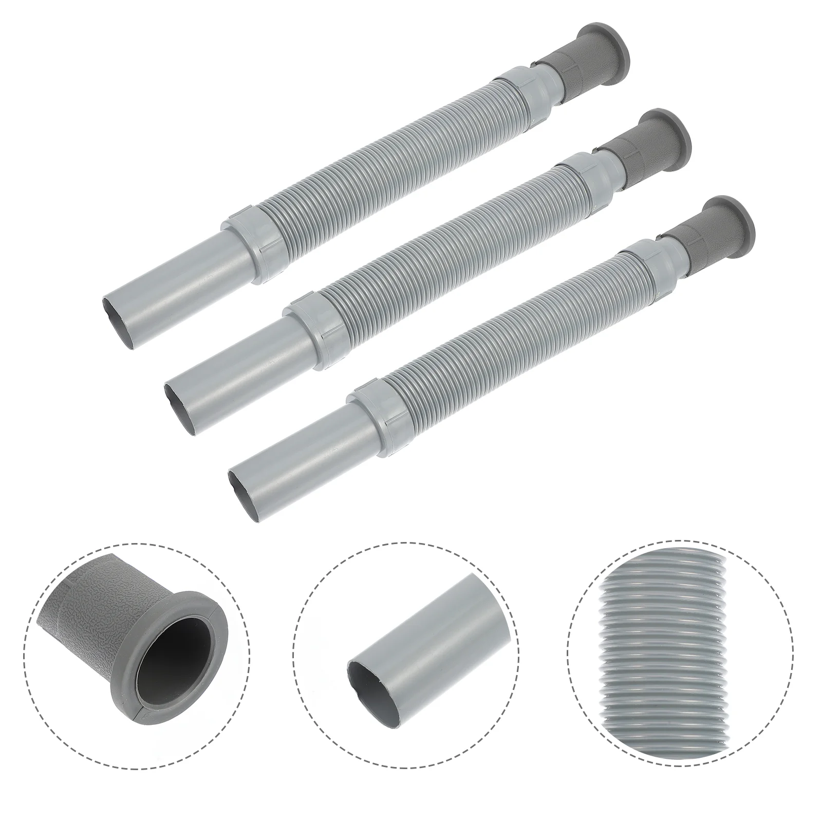 

3pcs Kitchen Bathroom Retractable Sink Pipe Extension Hose Draining Pipe Sink Sewer
