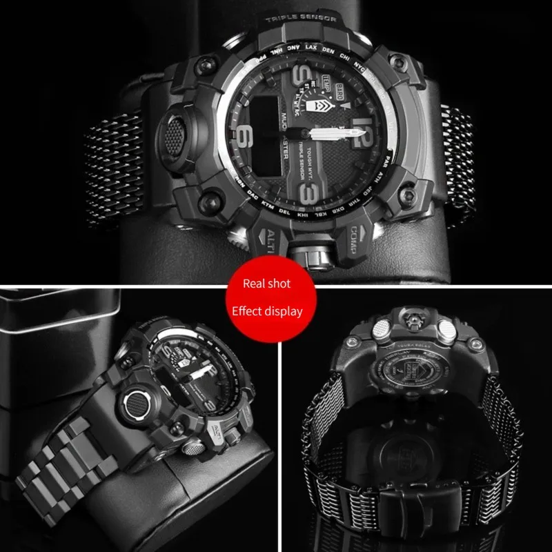 Stainless Steel WatchBand For G-SHOCK Casio Men Big Mud King Modified GWG-1000 GB/GG GWG/GSG100 Replacement Watch Strap bracelet