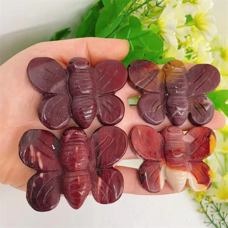 

Natural Mookite Butterfly Crystal Carving Crafts Cute Animal Fashion Home Decoration Birthday Present 1pcs