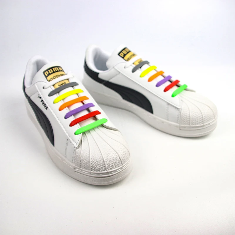 

16Pcs Silicone Shoelaces Rubber Shoelace One Size Fits All Shoes For Shoes No Tie Shoe Laces Elastic Laces Sneakers Kids Adult