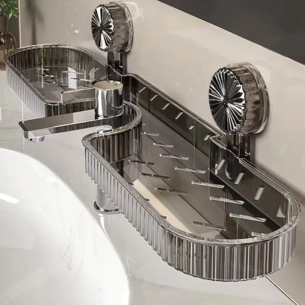 

Настенная полка для раковины на присоске, многофункциональные полки для умывальника без перфорации, стойка для смесителя для раковины в ванной комнате