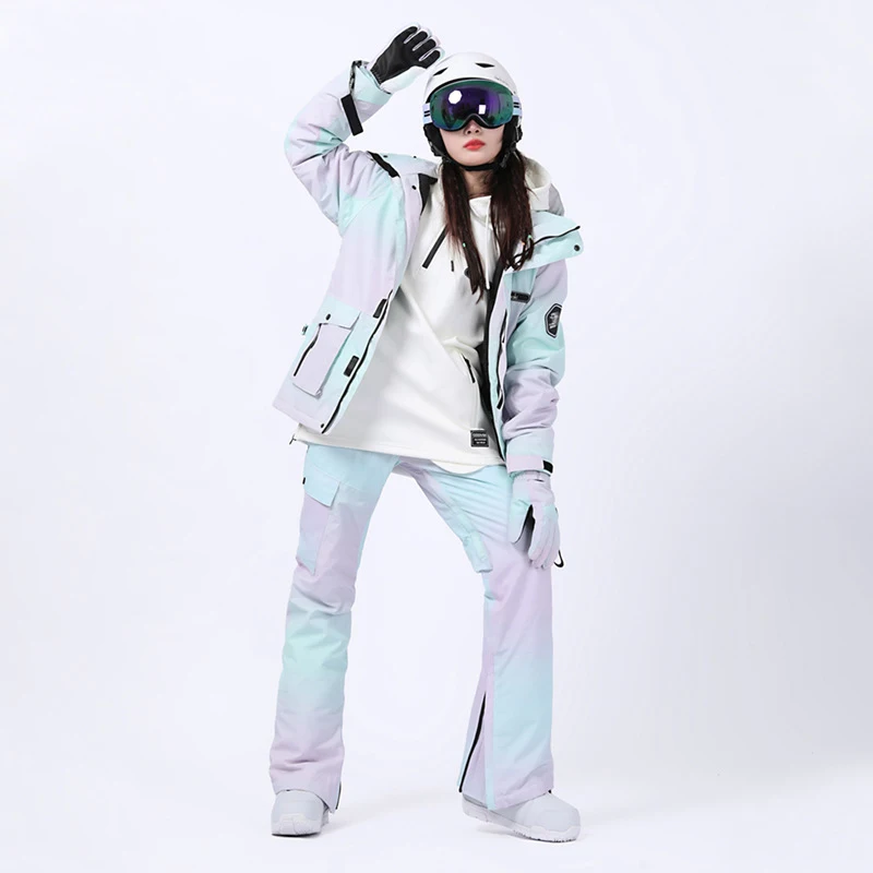 

2023 Winter New Ski Suit Women Outdoor Snowboard Ski Jacket Overalls Windproof Waterproof Thickened Warm Skiing Set Snowpants