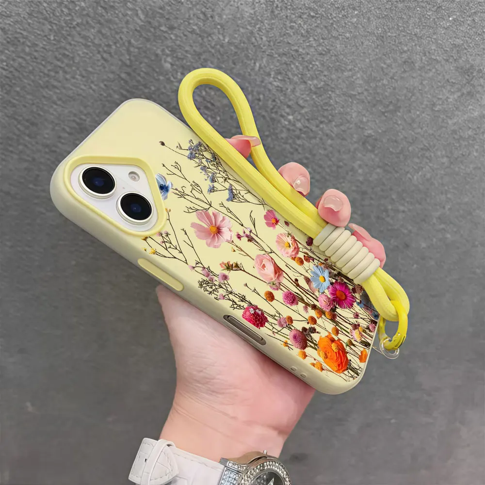 Фото Яркий цветочный чехол-ремешок для телефона Samsung Galaxy S26 S25 S21 S24 S23 Ultra Plus A56 A37 A36 A54 с ремешком на запястье №2