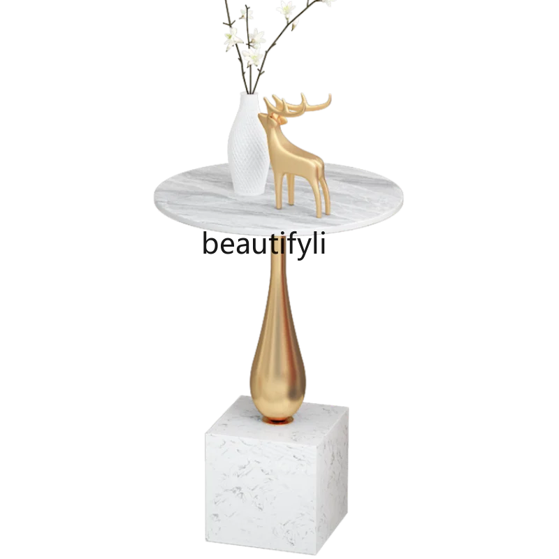 

LBX Nordic Creative Marble Side Table Bedroom Bedside Table Modern Light Luxury Wrought Iron Small Coffee Table