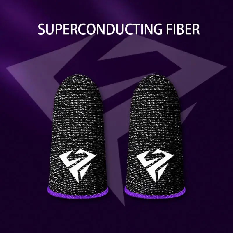 

Purple Portable Finger Tips 1 Pair Gaming Sleeve For PUBG Mobile Phone Games Sweatproof Anti-slip Fingertip Cover Finger Cots