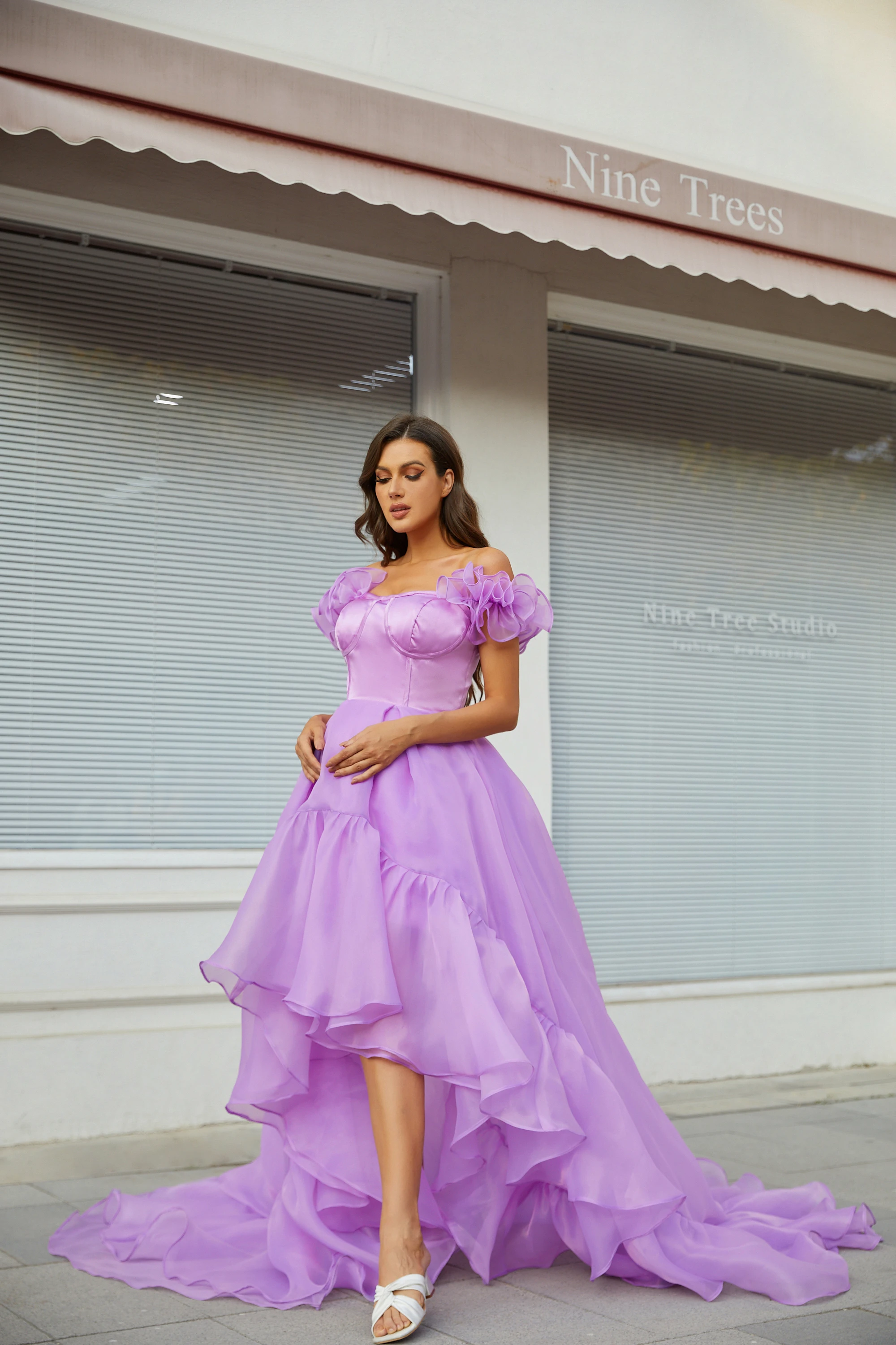 

Платье для беременных светло-Фиолетовое выпускное без рукавов с открытыми плечами вечернее платье на заказ с оборками вечерние нее платье со шнуровкой