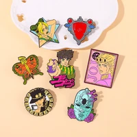 jojos bizarre adventure anime metal pins custom brooches lapel badges cartoon backpack jotaro accessories adorn christmas gift