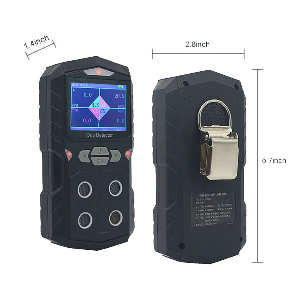 Portable CO H2S O2 Ex 4 gas detector Carbon monoxide, oxygen, hydrogen sulfide,Multi-gas concentration detector with certificate enlarge