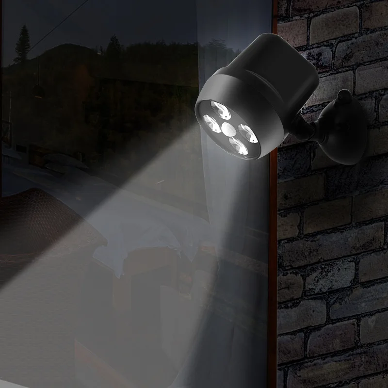 

Outdoor 4LED Spotlight Battery Type Sensor Light 360 Degree Rotating Wall Light 600 Lumens Solar Light Garage Light Street Light