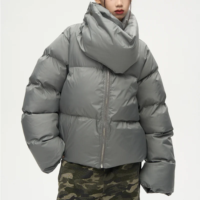 Fashion Detachable Collar Bomber Jackets Coats Mens Loose Hip Hop Winter Warm Cotton Padded Jacket Coat Unisex Puffer Outerwear