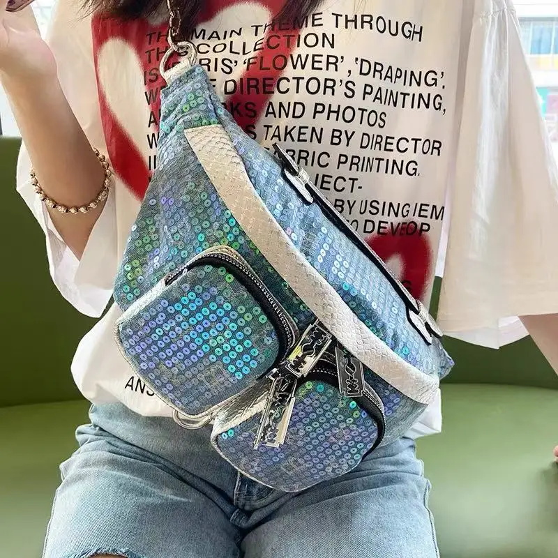 Высококачественная блестящая модная сумка-хобо с блестками большая