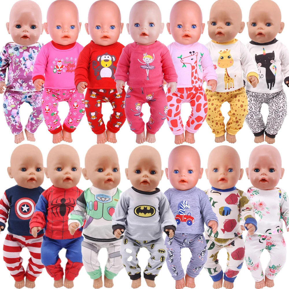 Пижама ручной работы с круглым вырезом для 18-дюймовых американских кукол