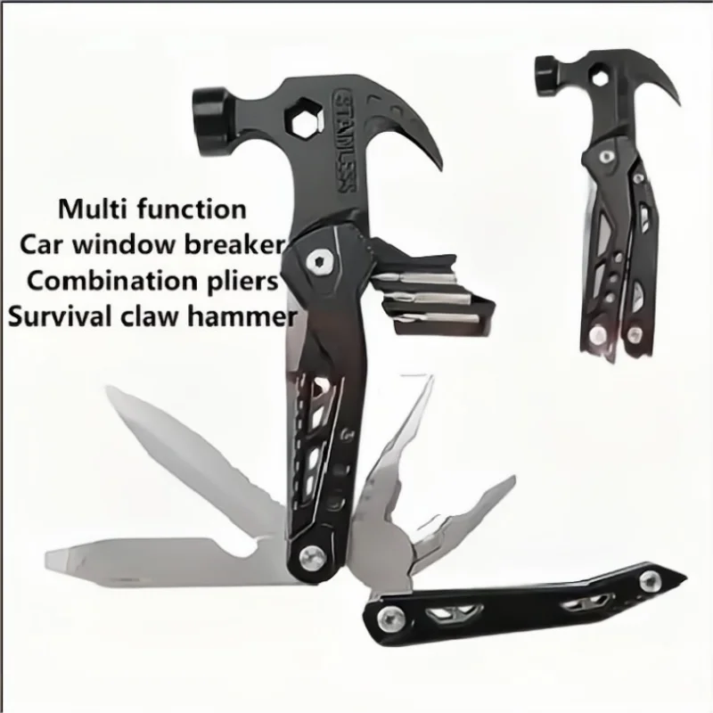 Enlarge Outdoor Multi-Purpose Vehicle Window Hammer Stainless Steel Camping Combination Pliers Survival Claw Hammer   067