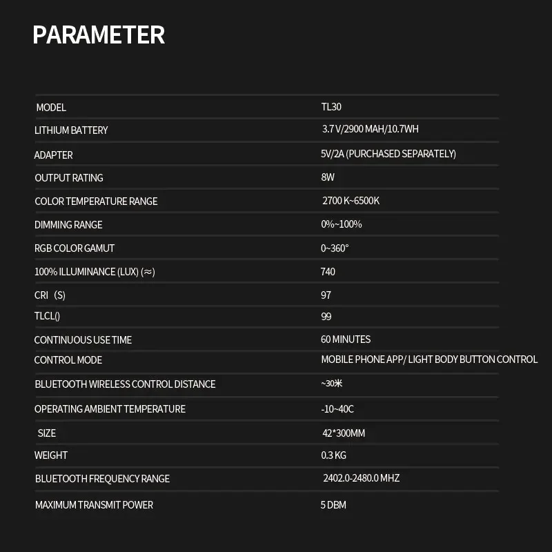 Светодиодный светильник Godox TL30 лампа-монопод с дистанционным управлением через