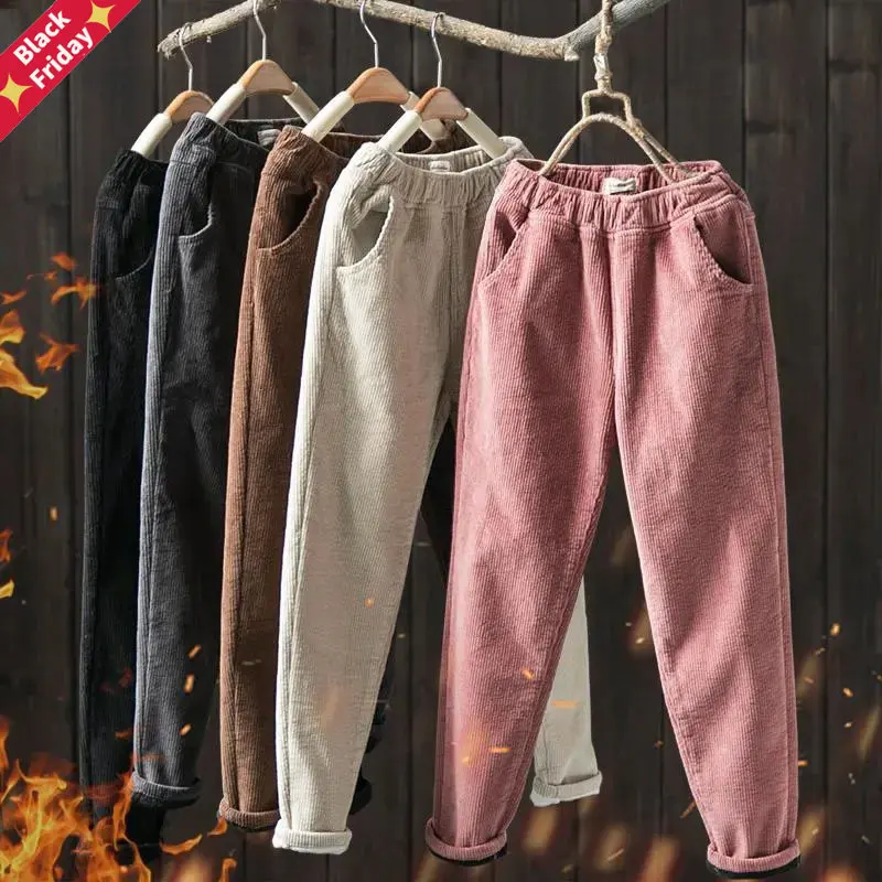 

Women Corduroy Straight Pants for Women High Waist Slim Stretch Pants High-Quality Cotton Chic Casual Mom's Trousers Pants