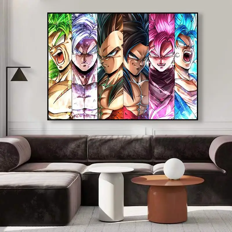 

dragon ball Cool Canvas paintings Prints Japanese anime figure Super Saiyan Manga poster Pictures Living Room Decoration