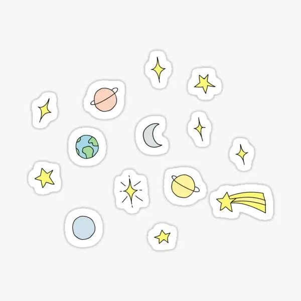 

Stars And Planets Set 5PCS Stickers for Funny Room Stickers Print Laptop Cartoon Bumper Living Room Anime Car Home Cute Kid