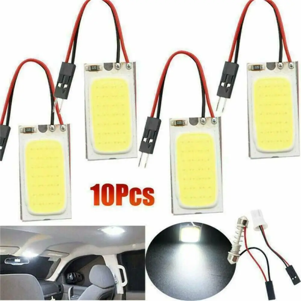 

10pcs 10PCS LED Bulb Proof White Interior Dome Lamp Bulb Kit Reading Chip Car Panel Light