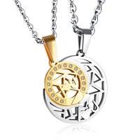 fashion creative design valentines confession stainless steel sun moon puzzle pendant necklace for men women couple jewelry
