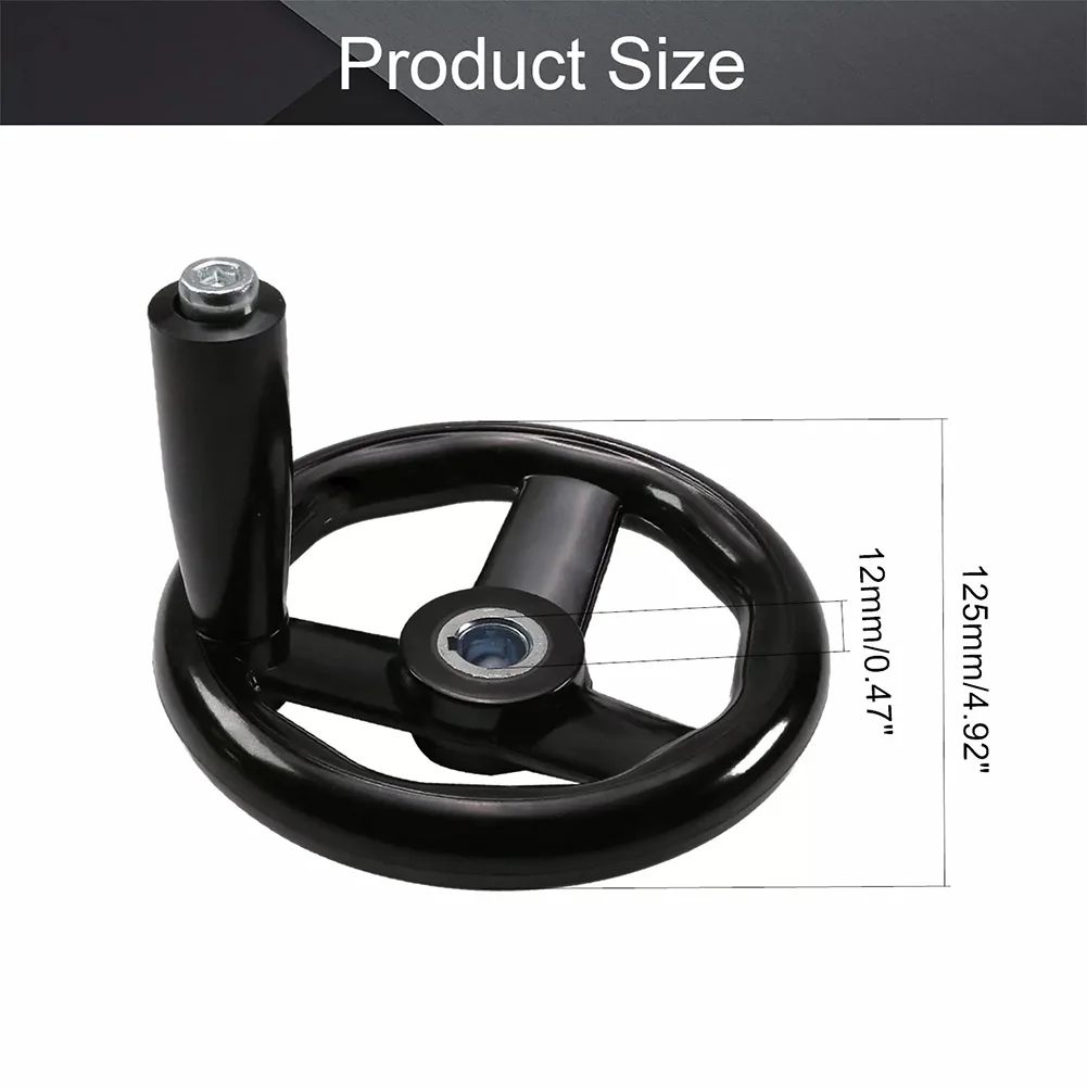 1 шт., фрезерный маховик, круглый маховик, 3 спицы, маховик 12*125 мм, 16*160 мм, 18*200 мм, черный для токарного станка, маховик фрезерного станка