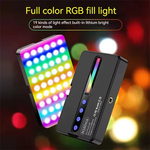 BSLIUFANG 2025 RGB светодиодная камера для телефона, видеозаполняющая лампа, полноцветная перезаряжаемая лампа с регулируемой яркостью для живого видеоблога, фотостудии